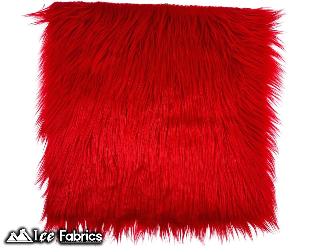 Square Faux Rug Red Long Pile Square Faux Fur Fabric | Sold by Square Pre Cut | for ...