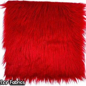 Rot Langflor Quadrat Kunstpelz Stoff | verkauft von Square Pre Cut | für Bekleidung, Kissen, Deko