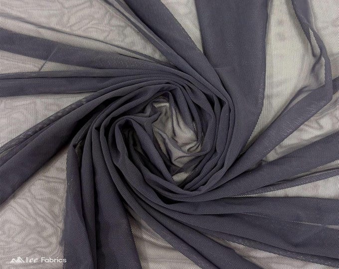 Dark Gray Stretch Power Mesh Fabric | 4 Way Stretch Nylon Power mesh Fabric By The Yard | Net Fabric