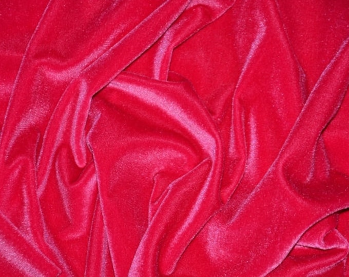 French (Fuchsia) Stretch Velvet Spandex 4 Way Stretch Velvet Fabric Sold By The Yard// Smooth Back, Elegant Sheen For Dresses, Decorations