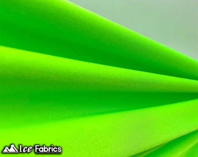 Neon Green Shiny Nylon Spandex Fabric By The Yard | 4 Way Stretch Fabric | Swimsuit Fabric | Dress, Tablecloth