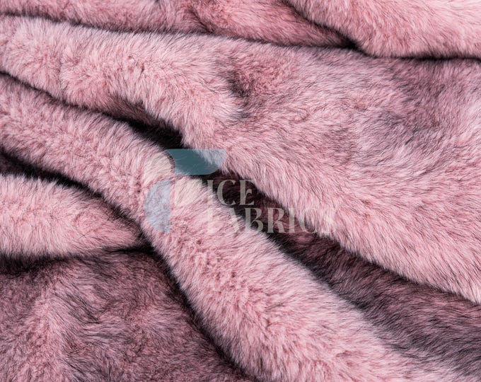 Pink Black Arctic Short pile Faux Fur Fabric By The Yard - Two Tone Fake Fur Fabric - Upholstery Fabric, Jacket, Coats