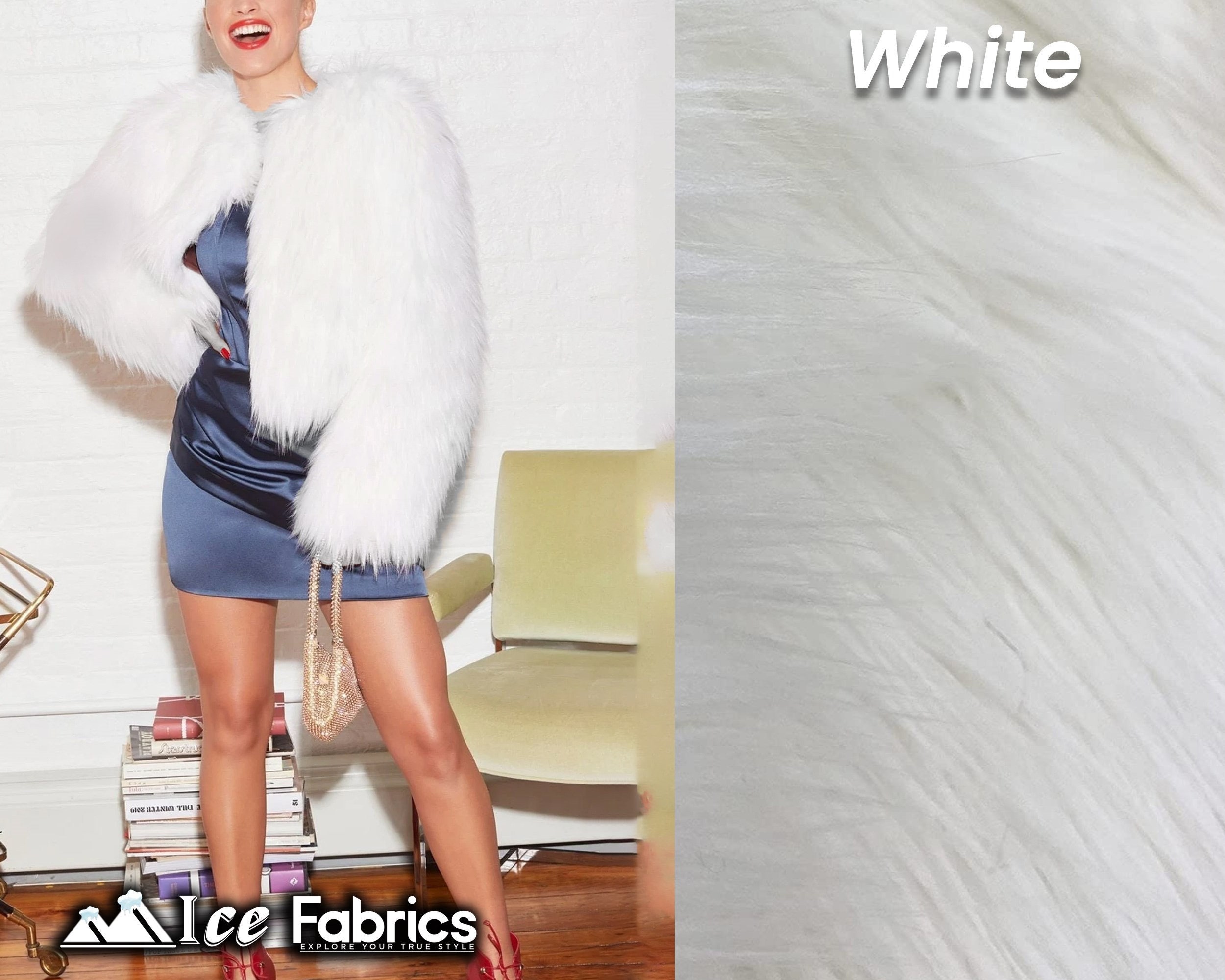 The Fabric Exchange Mohair 60 inch Faux Fur White Fabric by The Yard (f.e. )