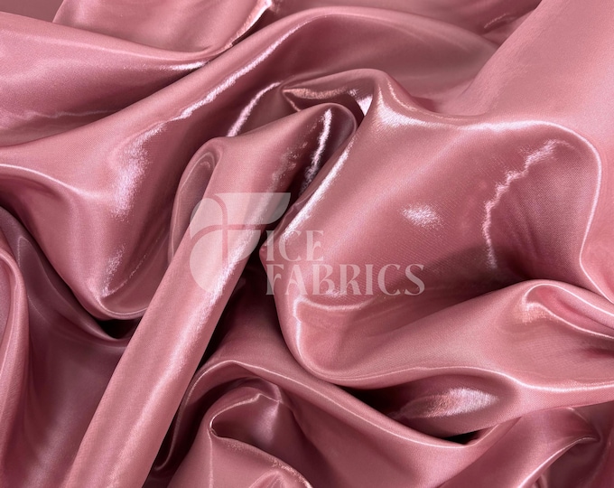 Dusty Rose Reflective Liquid Thick Silky Satin Fabric - 58” Wide Shiny Two-Tone Satin Fabric - Bridal Satin Fabric for Dress, Decoration