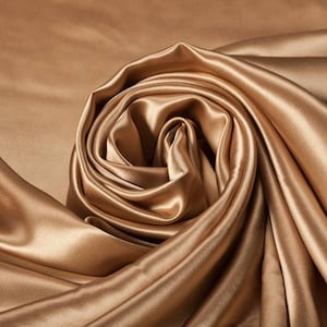 Dark Gold CHARMEUSE Stretch Satin Fabric By The Yard// Stretch CHARMEUSE Satin For Dresses, Decorations, Craft Project, Event Decor, Garment