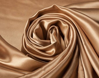Dark Gold CHARMEUSE Stretch Satin Fabric By The Yard// Stretch CHARMEUSE Satin For Dresses, Decorations, Craft Project, Event Decor, Garment