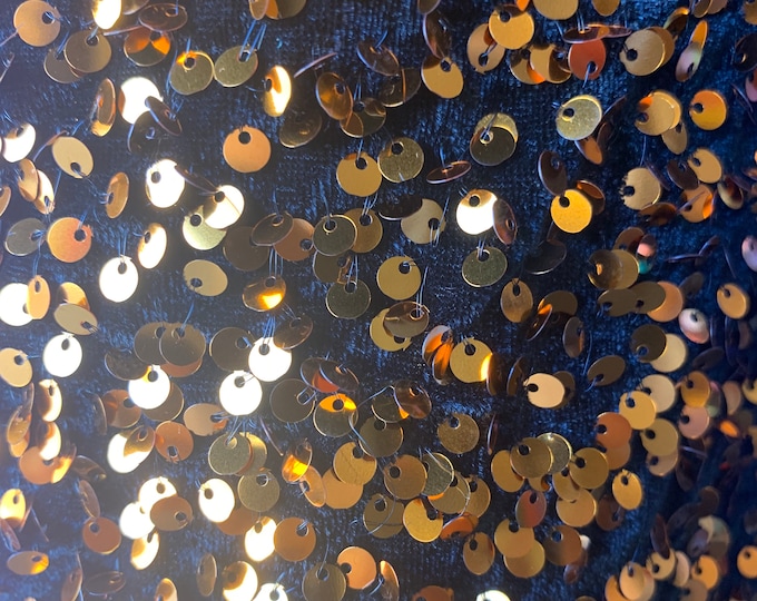 Gold Sequin Fabric By the Yard/ Sequin Stretch Velvet Fabric/ embroidered Lace Fabric / Black Spandex Velvet Fabric With Sequin