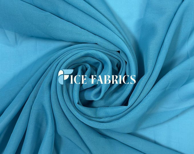 Turquoise Soft Silky Chiffon Fabric By The Yard Matte Chiffon Fabric (60” Wide ) dresses, tablecloth, decor, design.