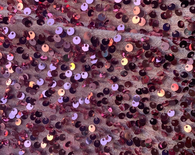 Pink Sequin Fabric By the Yard/ Sequin Stretch Velvet Fabric/ embroidered Lace Fabric / Pink Spandex Velvet Fabric With Sequin