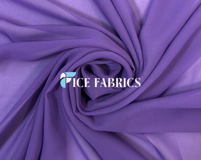 Purple Soft Silky Chiffon Fabric By The Yard Matte Chiffon Fabric (60” Wide ) dresses, tablecloth, decor, design.
