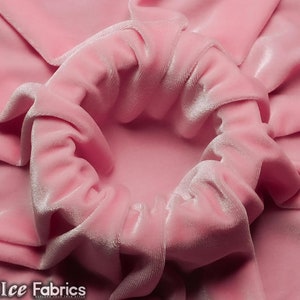 Smooth Baby Pink 4 Way Stretch Velvet Fabric By The Yard | Polyester Spandex Fabric | 60” Wide | for Dress, tablecloth, Drapery