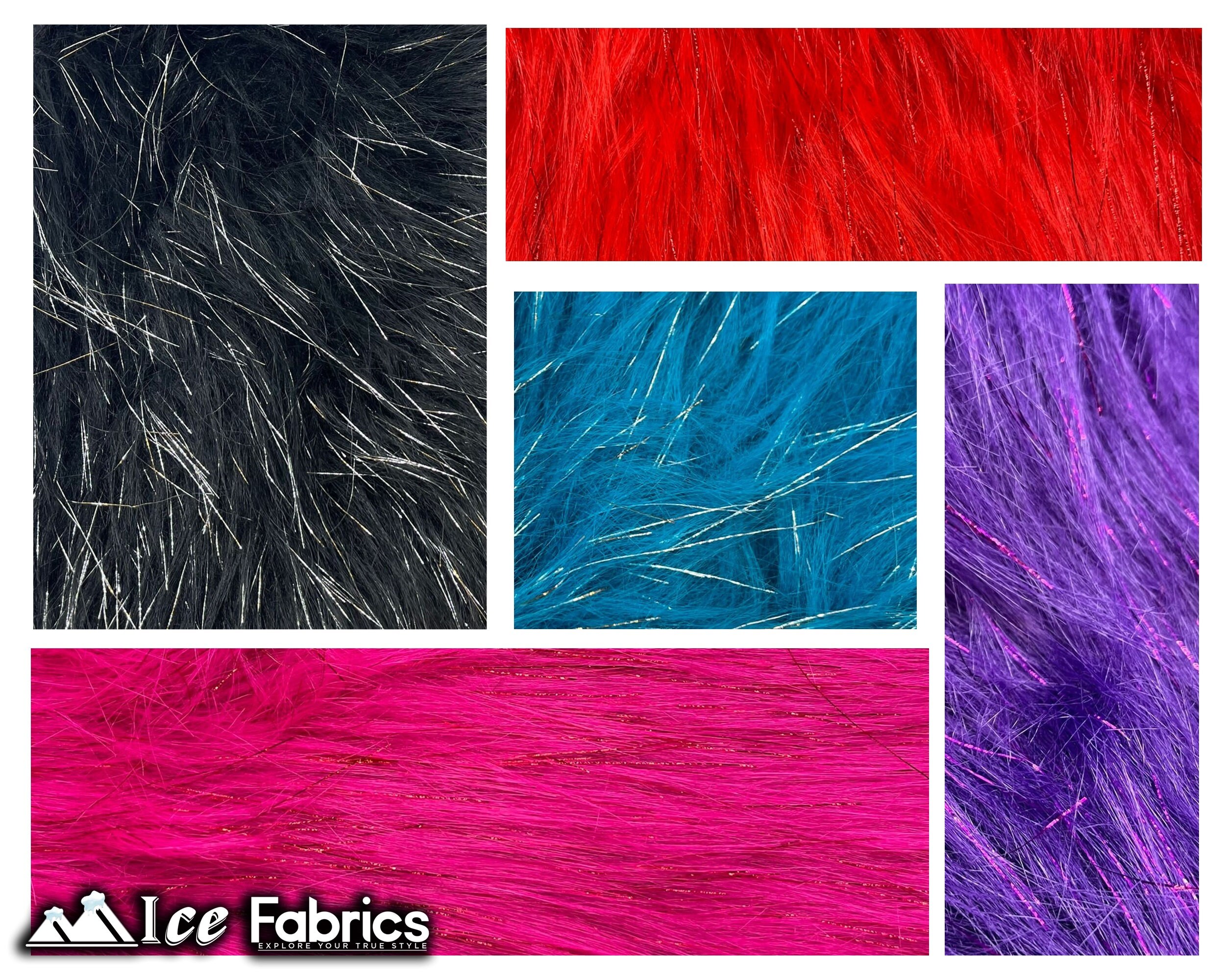 TINSEL - Faux Fur Fabric Long Pile Sparkling Tinsel - PURPLE - Sold By –  METHUSELAHFABRICS