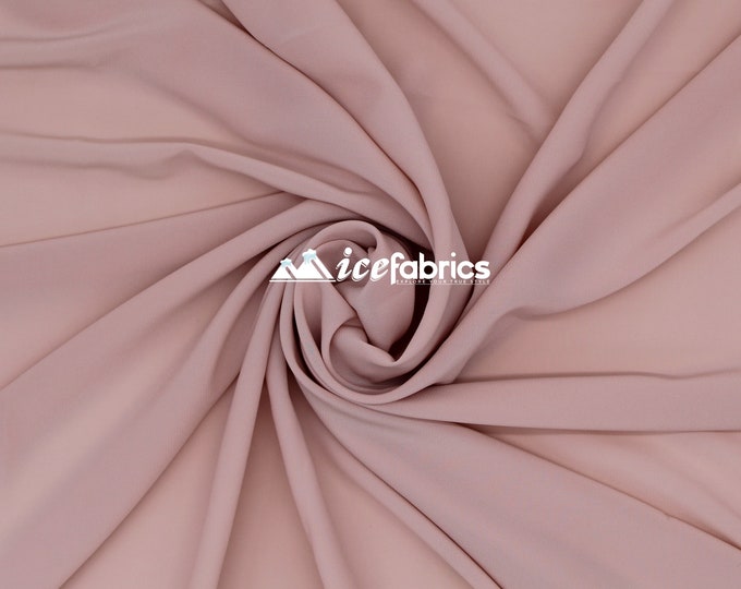 Dusty Rose_ Silky Stretch Chiffon Fabric- By The Yard- %10 Spandex Chiffon Sheer- Used for Decorations, Dresses, Face Masks, and much more.