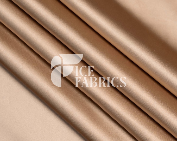 Champagne Luxury Stretch Silk Satin Fabric by The Yard - 2-Way Stretch 60" Wide Silky Fabric for Apparel and Decor - Ice Fabrics