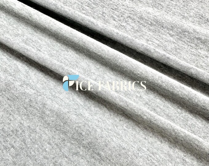 Gray 4 Way Stretch knit Cotton Spandex Fabric By The Yard Spandex Cotton Jersey Fabric