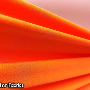 Neon Orange Shiny Nylon Spandex Fabric By The Yard | 4 Way Stretch Fabric | Swimsuit Fabric | Dress, Tablecloth