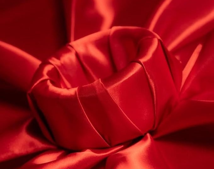 Bridal Satin Red Shiny Satin Fabric By The Yard Thick Satin Fabric (60” Wide) Apparel, wedding decor, tablecloth.