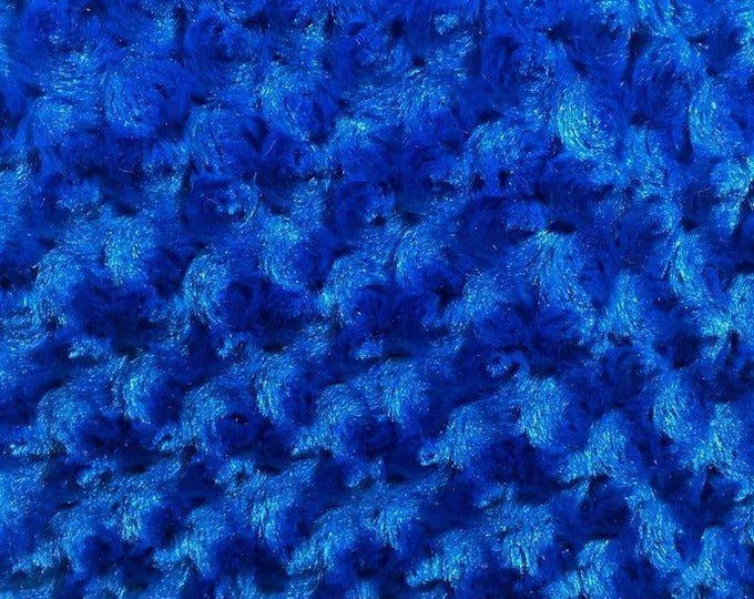 Royal Blue Rose Rosette Minky Fabric By The Yard | Ultra Super Soft Fabric | 58” Wide Swirl Plush Texture Fabric | RoseSoft