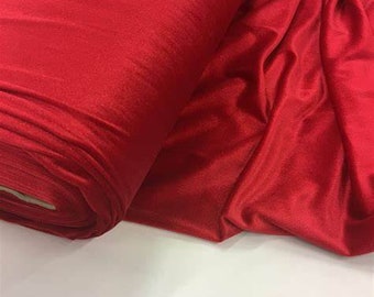French (Red) Stretch Velvet Spandex 4 Way Stretch Velvet Fabric Sold By The Yard// Smooth Back, Elegant Sheen For Dresses, Decorations