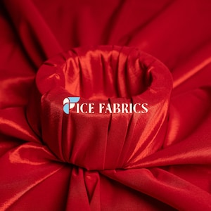 Red Stretch Taffeta Fabric By The Yard Nylon Spandex Taffeta Fabric for Dress, Clothing, costume, Bridal Wear (60” Wide)