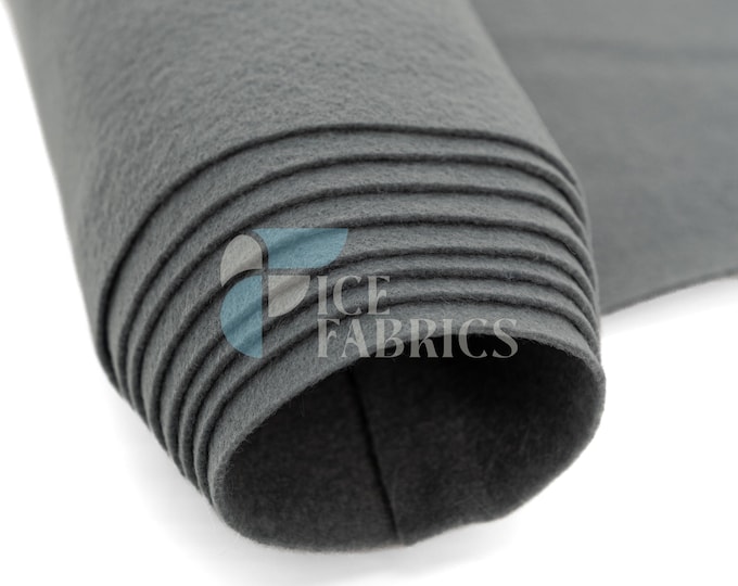 Solid Grey Acrylic Felt Fabric By The Yard | Crafts Fabric | 72” Inches Wide | Thick Acrylic Felt Fabric
