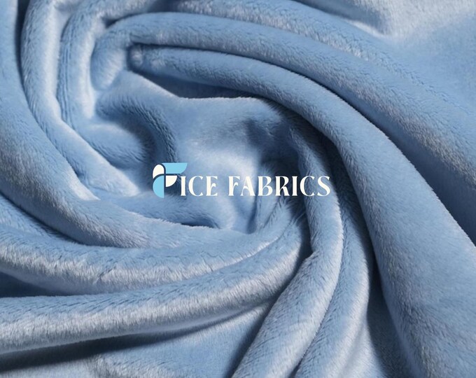 Light Blue New Faux Fur | Ivory Fleece Minky Fabric By The Yard | Faux Fur Fabric | 58’’ Wide | Thick and Soft