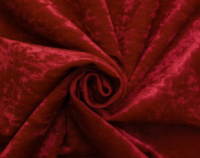 Dark Red Stretch Fabric// High Quality Stretch Crushed Velvet Fabric By The Yard//58,60 Wide For Dresses, DECORATIONS,skirts, boots