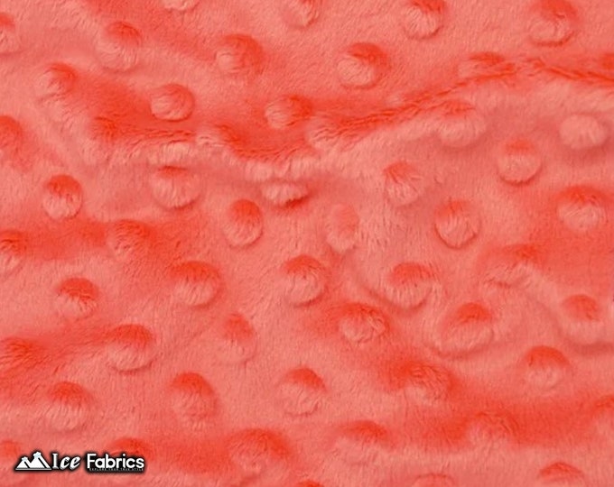 New Strawberry Pink Dot Minky Fabric By The Yard | Wholesale Price Ultra Soft Fleece Fabric | 60” Wide