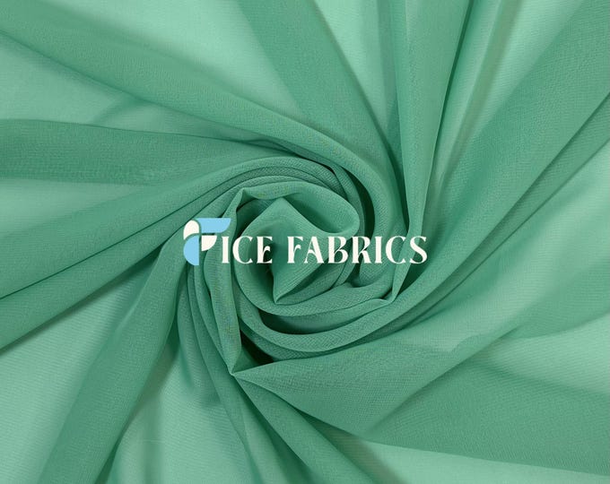 Emerald Green Soft Silky Chiffon Fabric By The Yard Matte Chiffon Fabric (60” Wide ) dresses, tablecloth, decor, design.