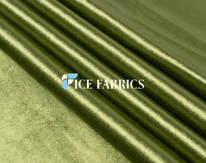 Moss Green Royal Soft Velvet Upholstery Fabric by the Yard – Heavy Weight Fabric for Sofa, Couch, Chair, Drapery, Curtains, and Home Décor