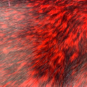 New ( Red ) Husky Faux Fur Fabric By The Yard_ Shaggy Long Pile Fake Fur Material/ 2 TONE Fur / 60 Inches Width/ For Blanket, Jacket, image 5