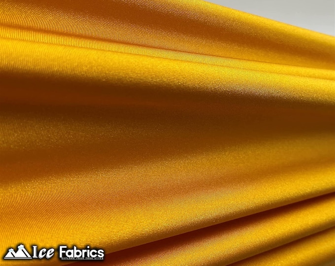 Dark Gold Shiny Nylon Spandex Fabric By The Yard | 4 Way Stretch Fabric | Swimsuit Fabric | Dress, Tablecloth