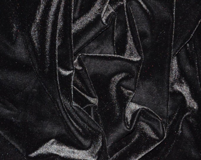 French (Black) Stretch Velvet Spandex 4 Way Stretch Velvet Fabric Sold By The Yard// Smooth Back, Elegant Sheen For Dresses, Decorations
