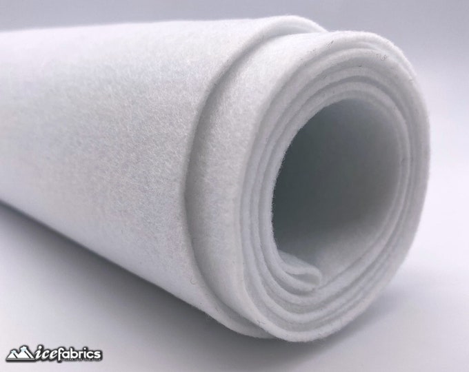 Snow White Acrylic Felt Fabric By The Yard | Crafts Fabric | 72” Inches Wide | Thick Acrylic Felt Fabric