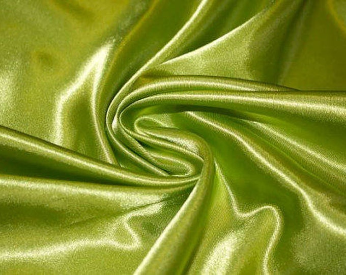 By the yard  LIME Charmeuse Satin Fabric 60" wide for wedding dresses, decorations, drapes, crafts