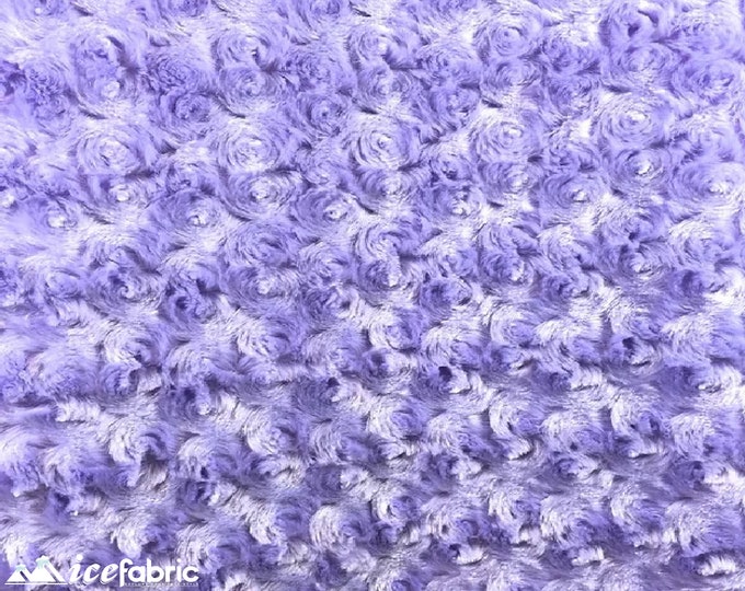 Lavender Rose Rosette Minky Fabric By The Yard | 4 Way stretch Fabric | Ultra Super Soft Fabric | 58” Wide Swirl Plush Texture Fabric