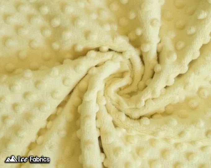 New Banana Polka Dot Minky Fabric By The Yard | Wholesale Price Ultra Soft Fleece Fabric | 60” Wide