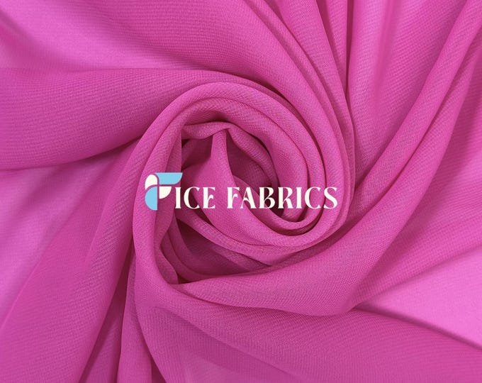 Bright Fuchsia Soft Silky Chiffon Fabric By The Yard Matte Chiffon Fabric (60” Wide ) dresses, tablecloth, decor, design.