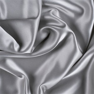 Silver- Soft Silky Shiny Stretch Charmeuse Satin Fabric By The Yard- Thin Satin- %5 Spandex