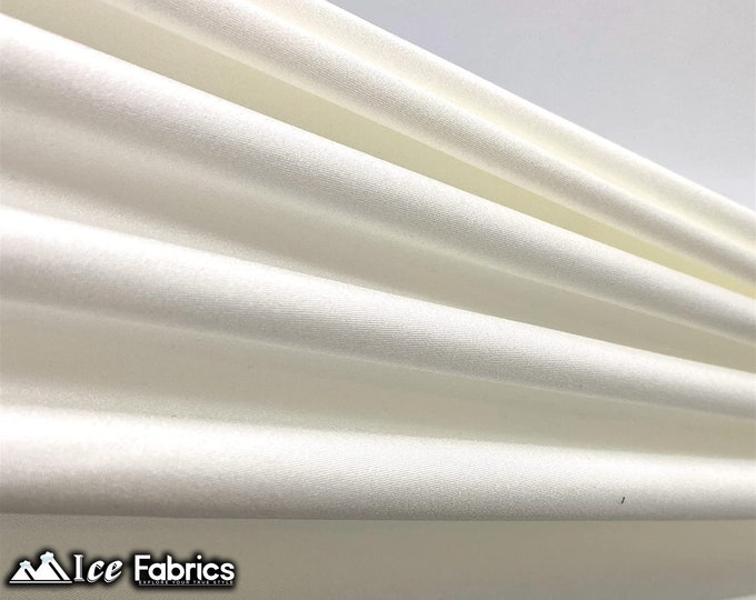 Off White Shiny Nylon Spandex Fabric By The Yard | 4 Way Stretch Fabric | Swimsuit Fabric | Dress, Tablecloth