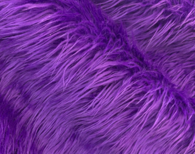 Purple- Canadian faux fur fabric By The Yard- Mongolian Long Pile Fur Fabric - Soft and Smooth for Crafts, Bed Spreads, Throw Blankets