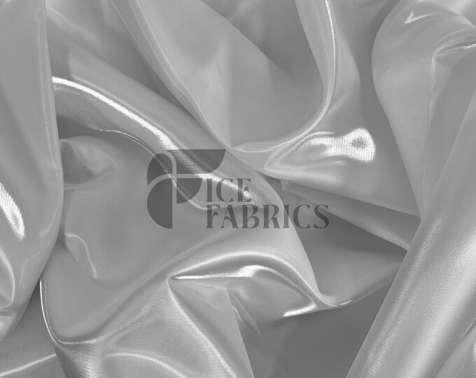 White Reflective Liquid Thick Silky Satin Fabric - 58” Wide Shiny Two-Tone Satin Fabric - Bridal Satin Fabric for Dress, Decoration