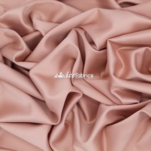 Rose Gold_ Silk Stretch Soft Podanzh Satin Fabric - Thick Heavy Satin - By The Yard- Stretch %5 - Used for Wedding Dress, Face Masks