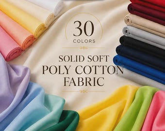 Tela de algodón y poliéster / Tela de algodón cortada a medida (60” de ancho) / Tela suave / Costura, ropa de cama, cortinas