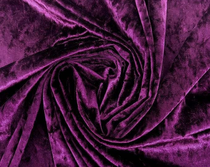 Eggplant Stretch Crushed Velvet Fabric by The Yard - 60/62" Wide Velvety Fabric for Apparel, Upholstery, Curtains, Decor | VelvetCrush