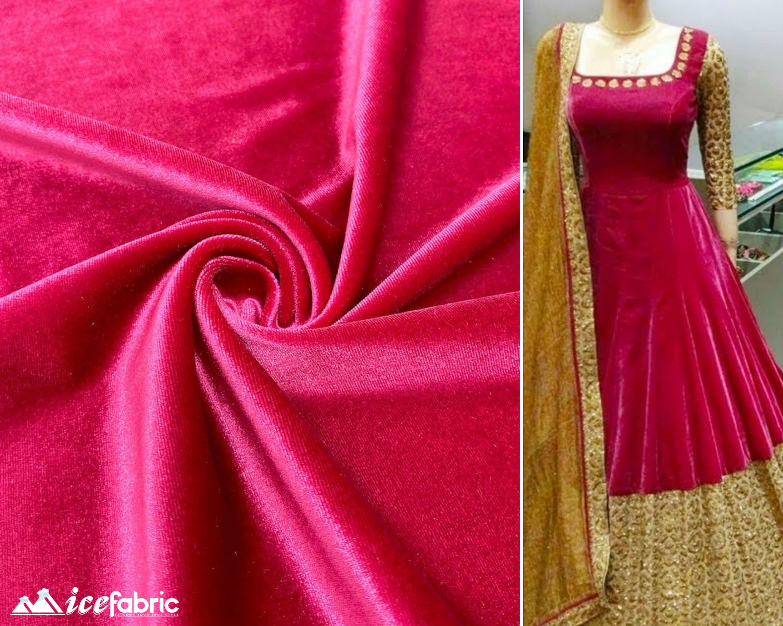 Strawberry Pink Crushed Stretch Velvet Apparel Costume Dance wear Fabric –  Fashion Fabrics LLC