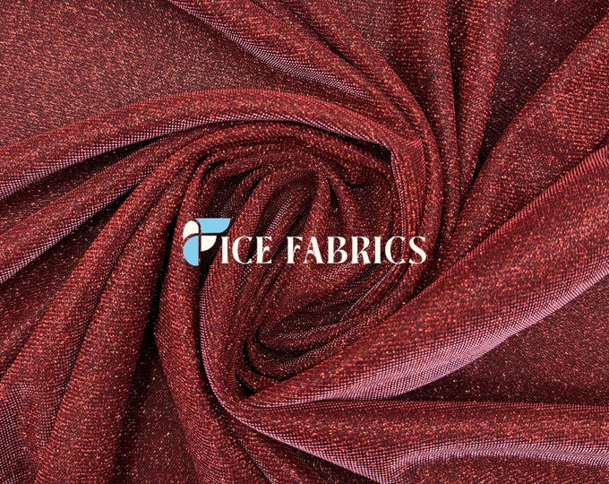 Red Lurex Sparkle Glitter Knit Spandex Fabric by the Yard for Dancewear and Apparel
