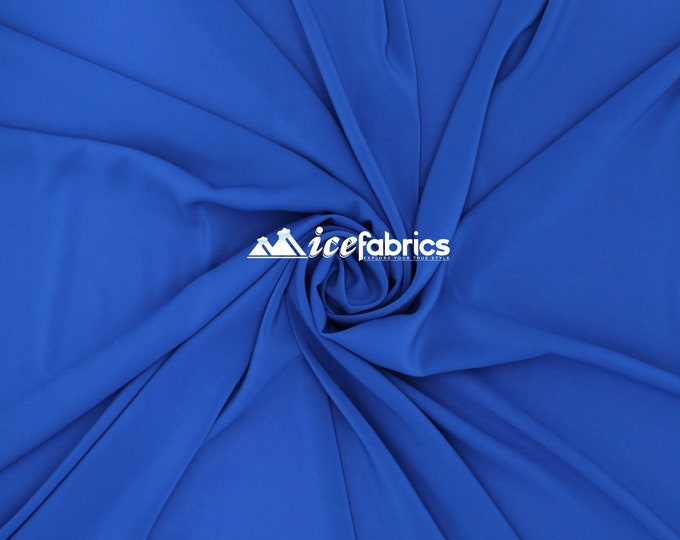 Royal Blue_ Silky Stretch Chiffon Fabric- By The Yard- %10 Spandex Chiffon Sheer- Used for Decorations, Dresses, Face Masks, and much more.