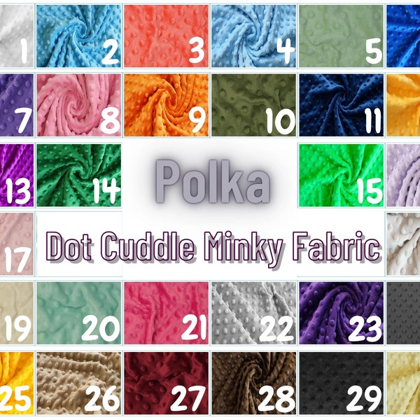Polka Dot Minky Fabric By The Yard | Super Soft Minkee Fabric | 58’’ Wide | 2 Way Stretch Polka Dot Minky Fabric