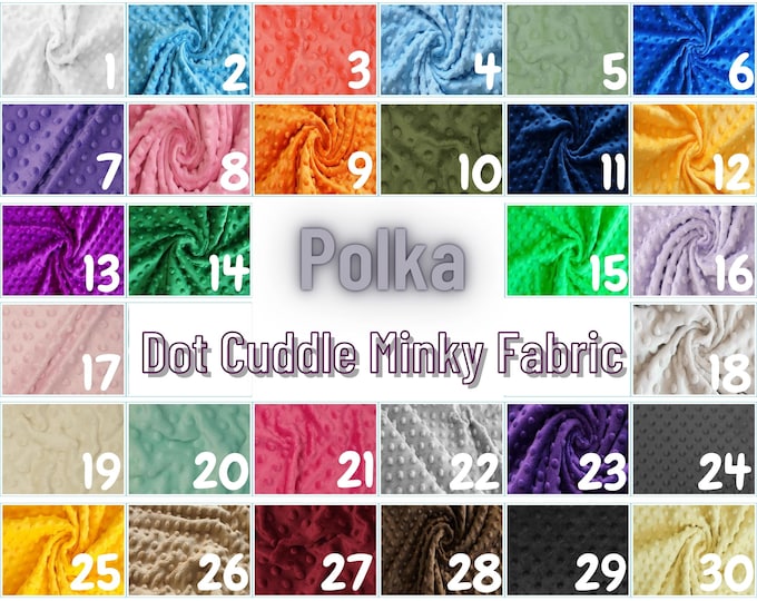 Polka Dot Minky Fabric By The Yard | Super Soft Minkee Fabric | 58’’ Wide | 2 Way Stretch Polka Dot Minky Fabric